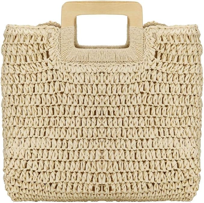 YYW Straw Tote Bag Women Hand Woven Large Casual Handbags Hobo Straw Beach Bag with Lining Pocket... | Amazon (US)