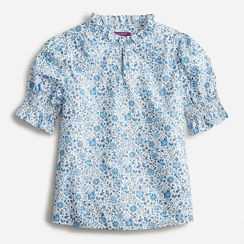 Ruffleneck keyhole top in Liberty® Grace Emily Bell fabric | J. Crew US