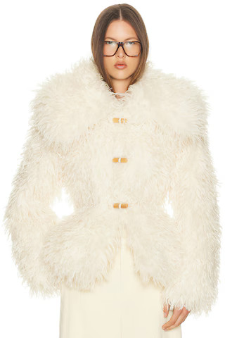 Dramatic Collar Faux Shearling Jacket | FWRD 