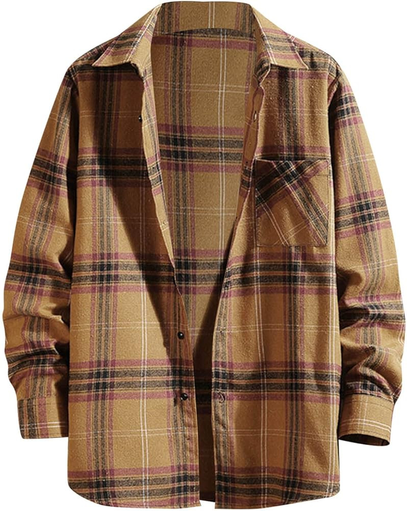 Cotton Plaid Shirts for Men Long Sleeve Snap Button Down Shirts Regular Fit Big and Tall Casual S... | Amazon (US)