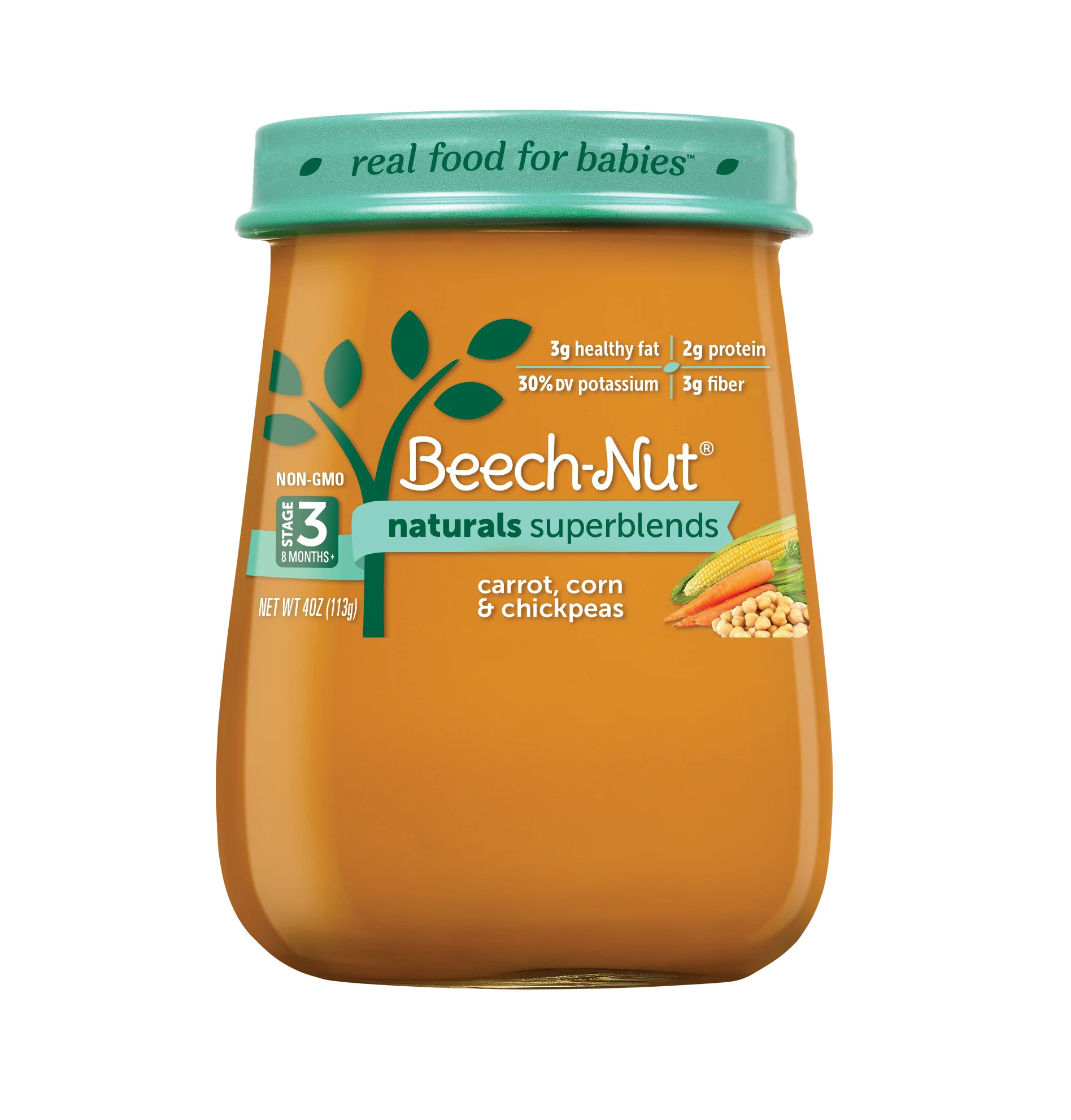 Beech-Nut Naturals Superblends Stage 3, Carrot Corn & Chickpea Baby Food, 4 oz Jar | Walmart (US)