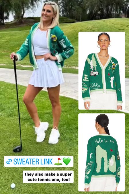 Love this super cute green golf themed cardigan by No! Jeans! I got mine from Revolve ⛳️💚 They also make a similar tennis themed one that is really cute, too!

#LTKfitness #LTKstyletip #LTKSeasonal