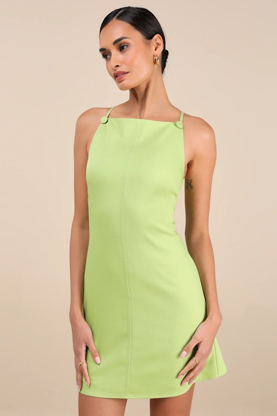 Chic Ease Lime Green Sleeveless Mini Dress | Lulus
