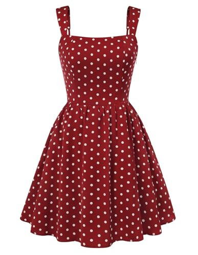 Belle Poque Red Easter Dress for Women Mini Short Polka Dots Dresses Casual Going Out Dress Vintage Retro Style L | Amazon (US)