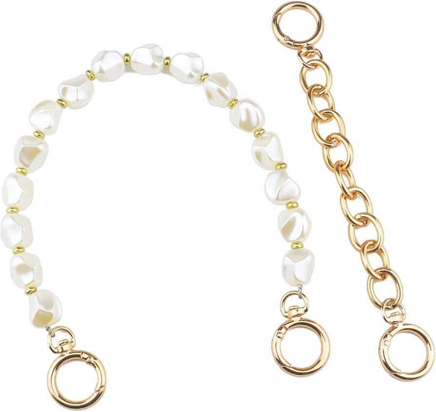 Beaulegan Unique Pearl Purse Chain Handles - Short Strap Replacement for Handbag Set of 2, 15.7 &... | Amazon (US)