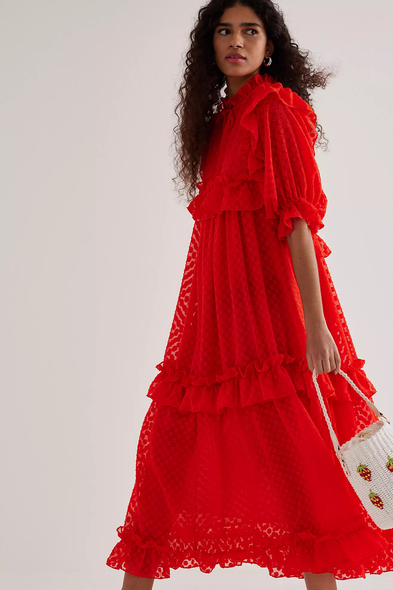 Stella Nova Raya Short-Sleeve Tiered Ruffle Midi Dress | Anthropologie (UK)