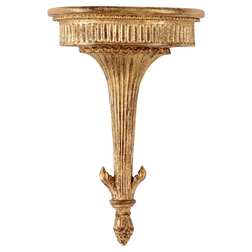 Prien Updated Traditional Gold Bracket Wall Shelf | Kathy Kuo Home