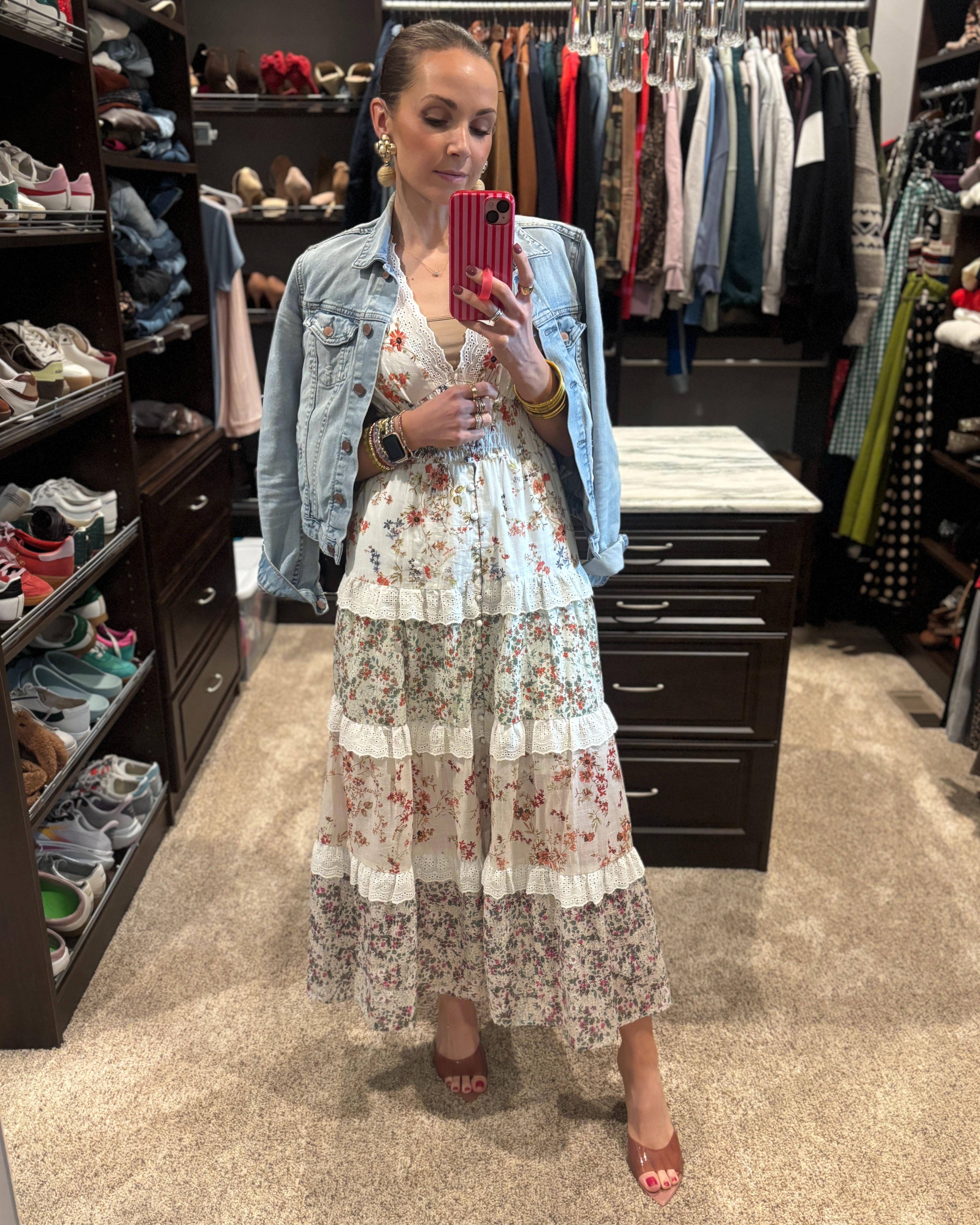 Sunday outfit in this gorgeous @anthropologie floral dress. It was chilly so I threw on my super old 
@gap denim jacket - I linked a few similar options! 

 #LTKdayinmylife #LTKootd