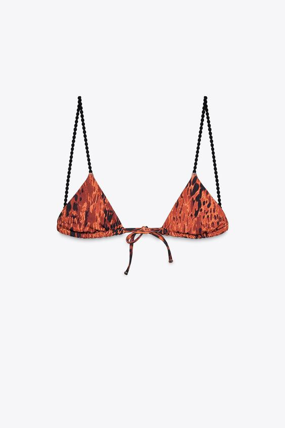 CONTRAST PRINT BIKINI TOP | Zara US
