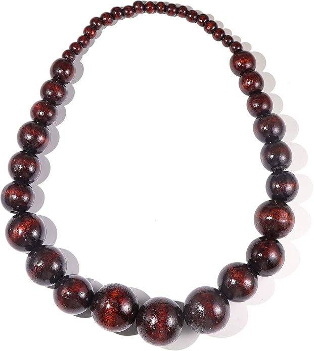 COLORFUL BLING Ethnic Chunky Natural Wood Bead Necklace for Men Women Unisex Handmade Africa Wood... | Amazon (US)