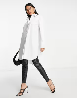 Vila cotton longline shirt in white - WHITE | ASOS (Global)