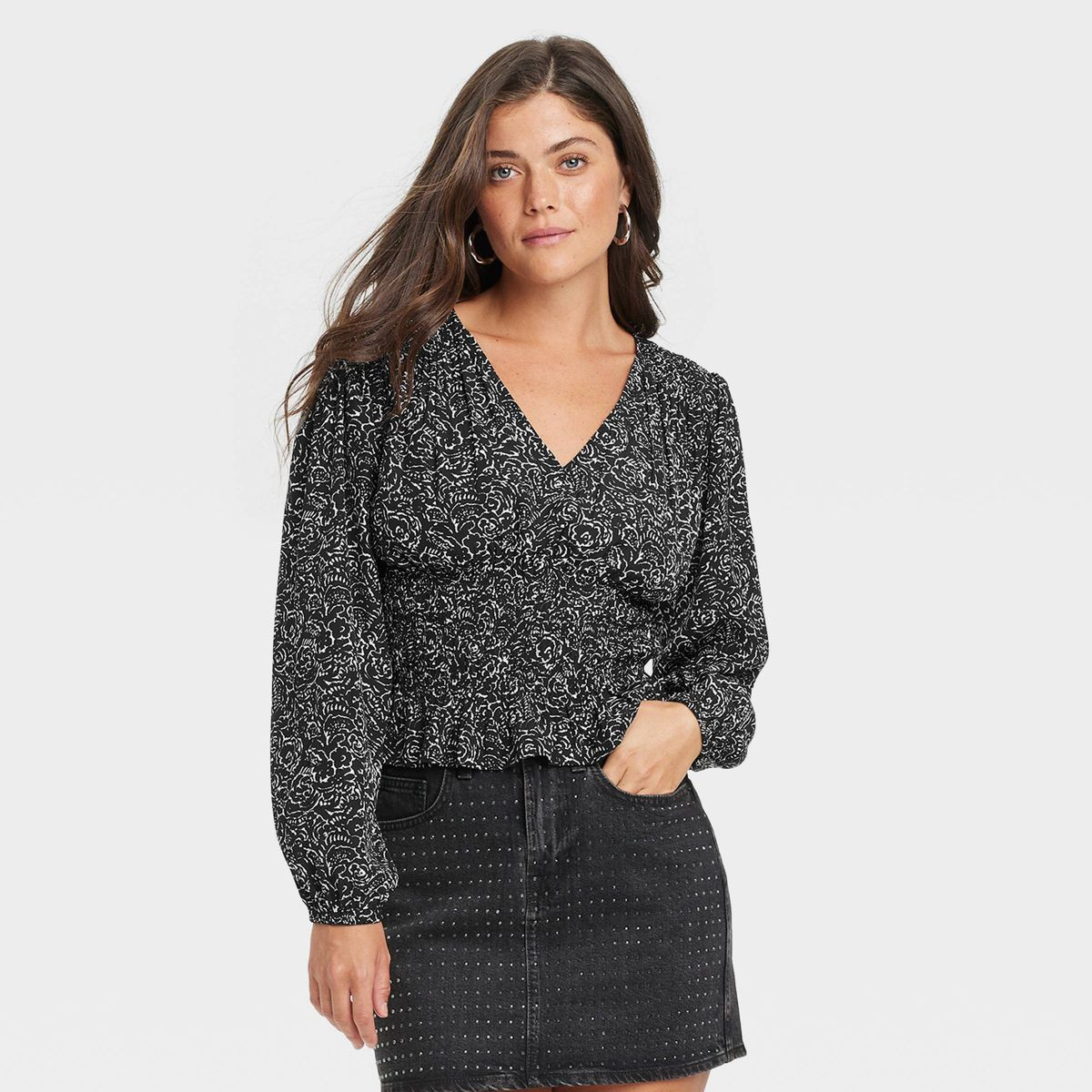 Women's Long Sleeve Smocked Blouse - Universal Thread™ | Target