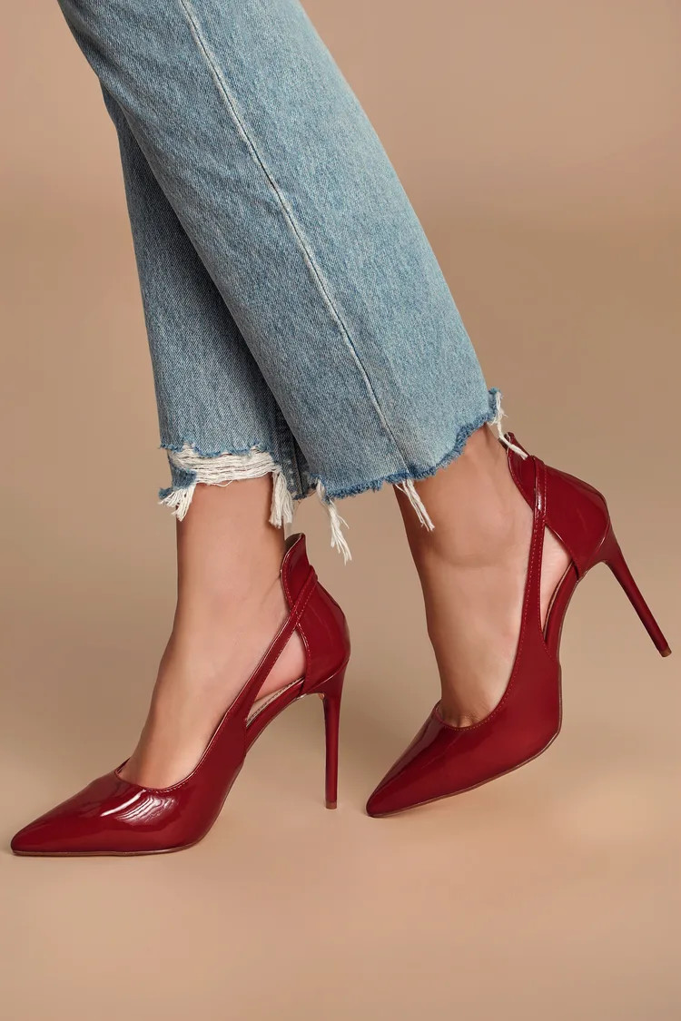 Vanna Oxblood Patent Pointed-Toe Pumps | Lulus (US)