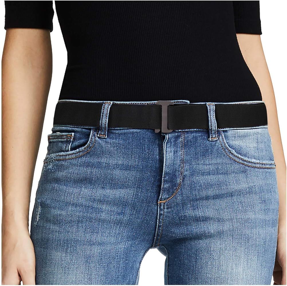 No Show Women Stretch Belt Invisible Elastic Web Strap Belt with Flat Buckle for Jeans Pants Dres... | Amazon (CA)
