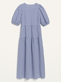 Tiered Puff-Sleeve All-Day Midi Swing Dress for Women | Old Navy (US)