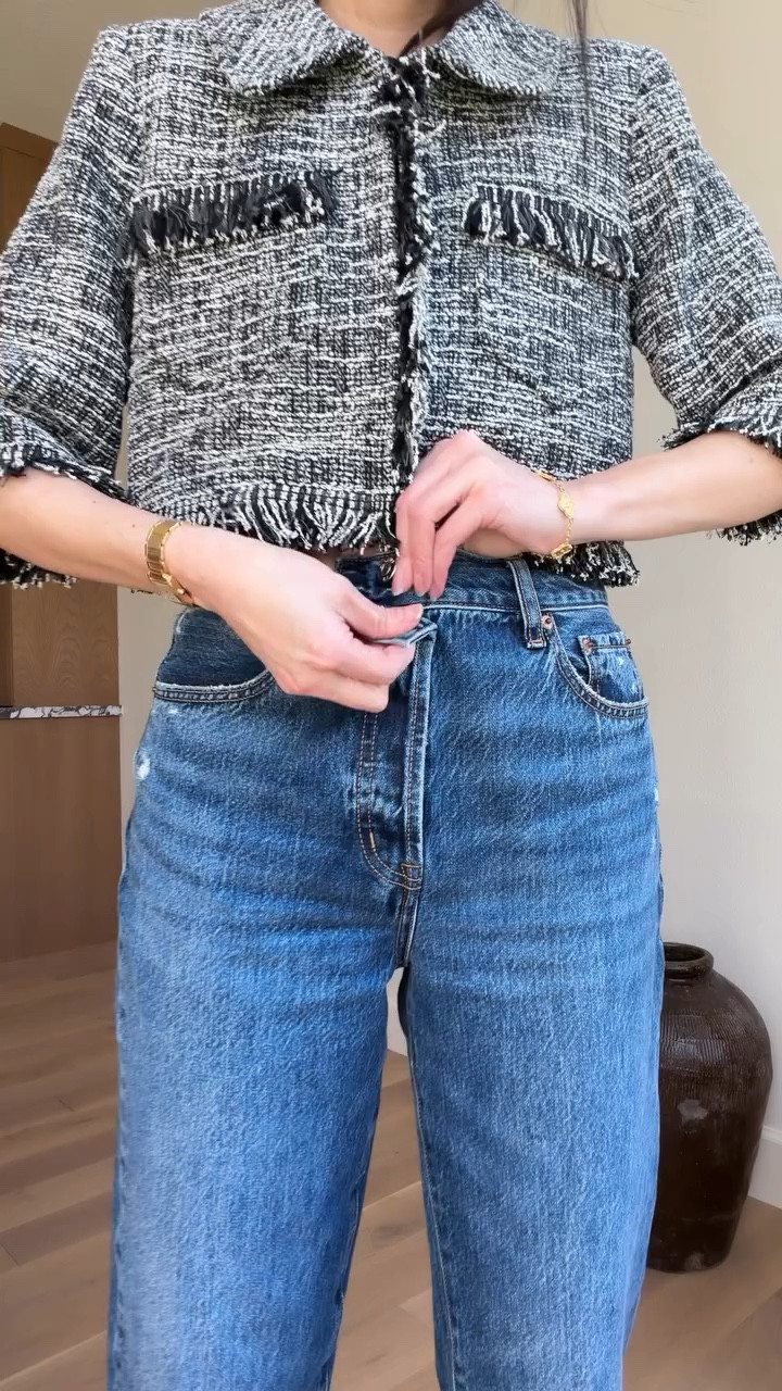 Jeans and bag linked here!

#summeroutfit
#tweedjacket
#sumerjeans
#ootd
#classicstyle

#LTKWorkwear #LTKSeasonal #LTKootd