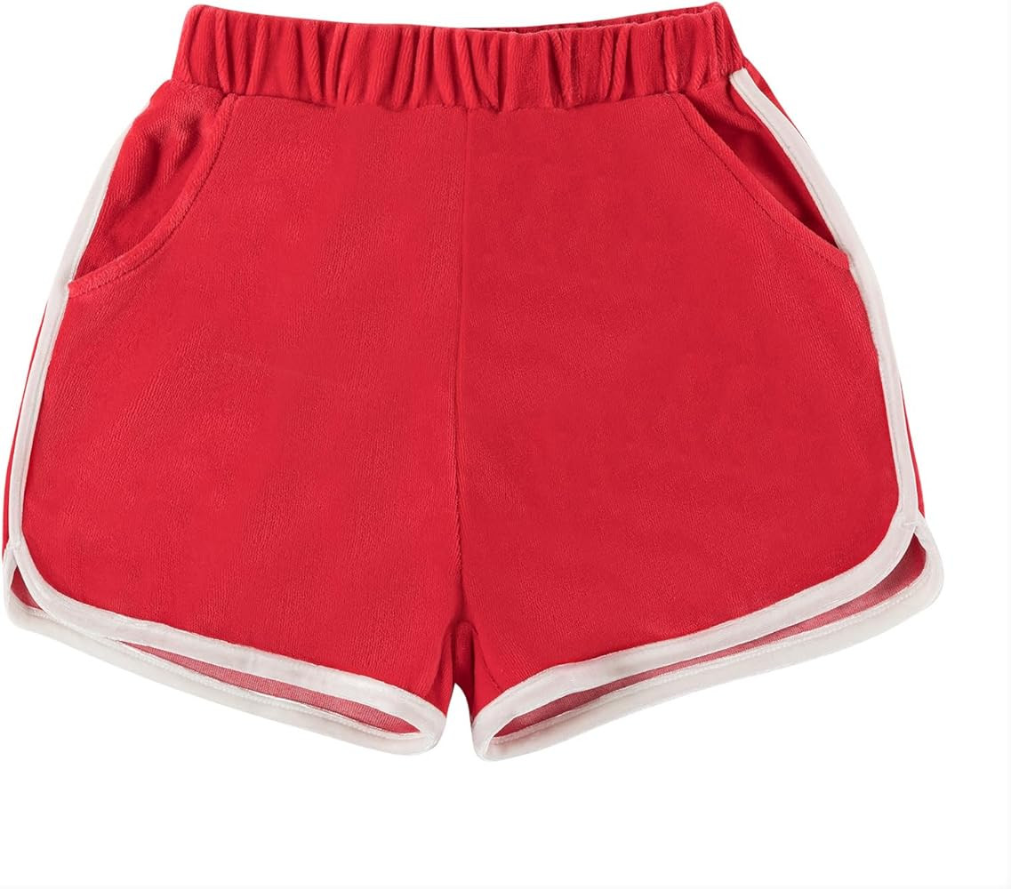 Kid Nation Girls Girls Running Shorts Toddler Velvet Shorts with Back Pockets Kids Workout Dance ... | Amazon (US)