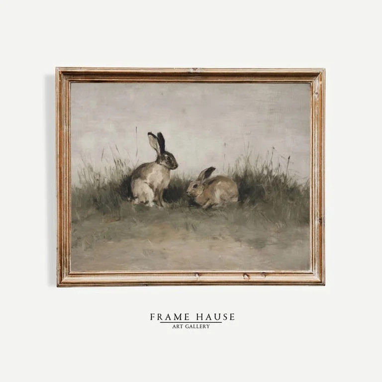 Bunnies Artwork Print, Vintage Easter Bunny Art, Nursery Rabbit Printable 24x36 Unframed Poster | Walmart (US)