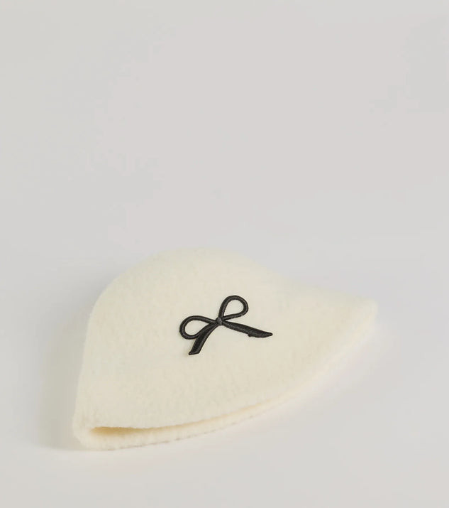 Adorably Cozy Bow Detail Faux Wool Bucket Hat | Windsor Stores