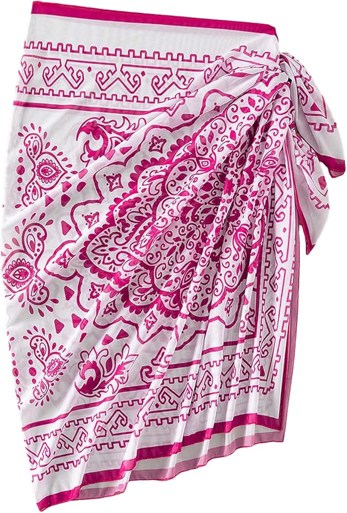 SHENHE Women's Chiffon Boho Print Swimsuit Sarong Cover Ups Swimwear Bikini Wrap | Amazon (US)