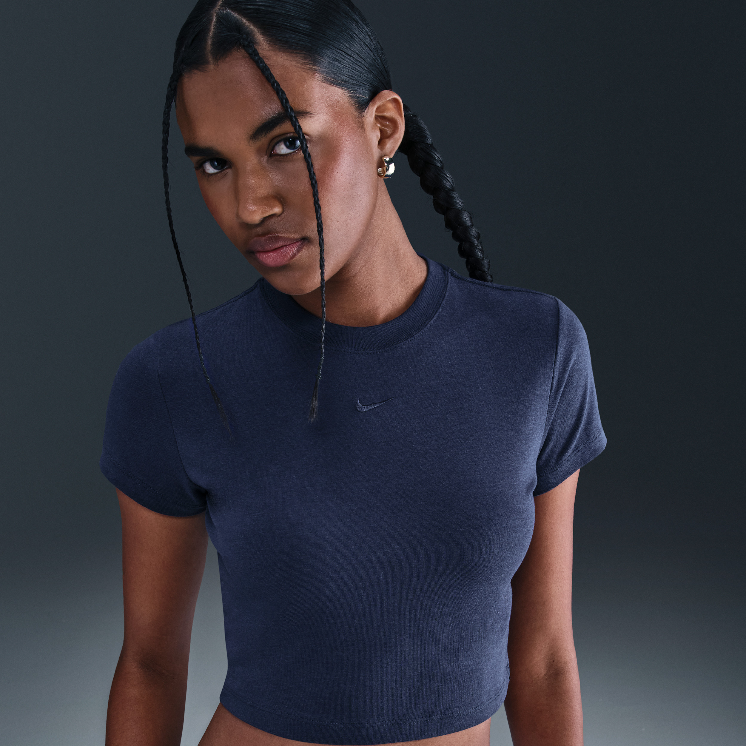 Women's Nike Sportswear Chill Knit Cropped T-Shirt in Blue | HF9538-410 | Nike (US)