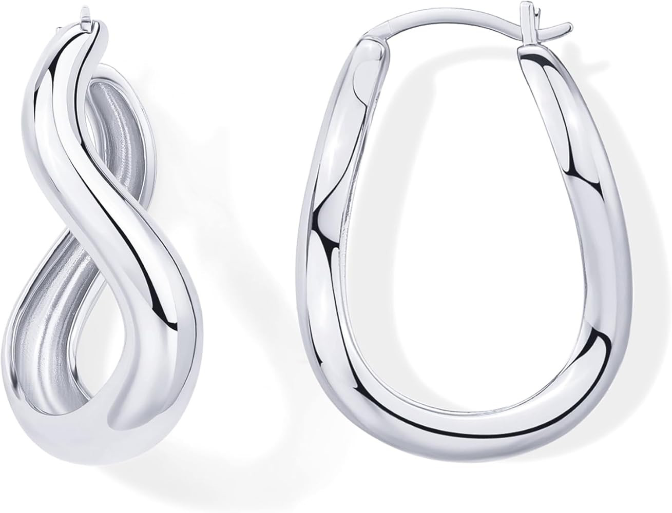 PAVOI 14K Gold Plated Sterling Silver Posts Chunky Wavy Hoop Earrings for Women | Lightweight Sta... | Amazon (US)