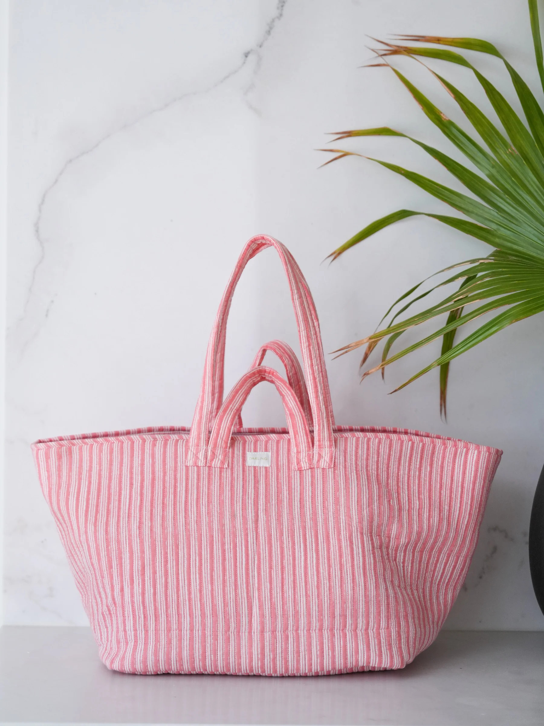 Everyday Tote - Peachy Pink Stripe | Darling Loungewear