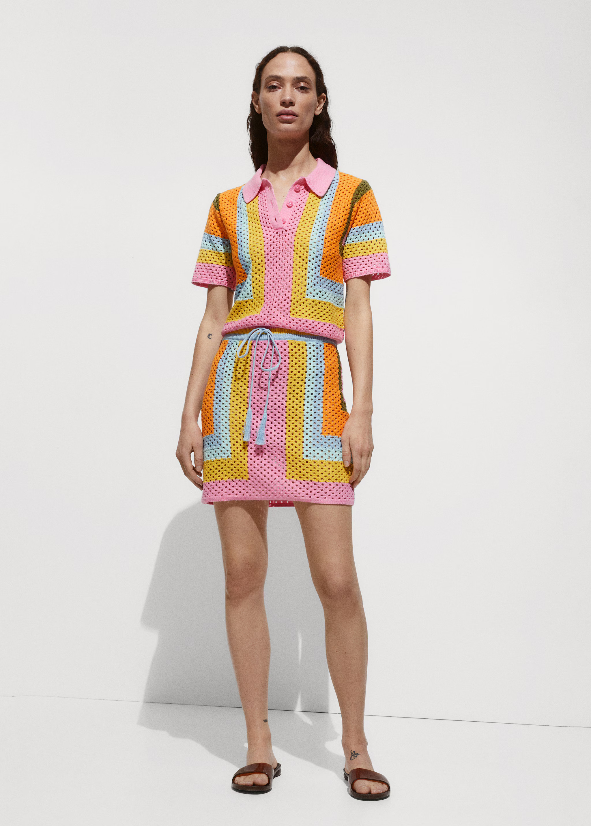 Combined crochet polo shirt | MANGO (US)