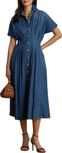 Lauren Ralph Lauren Pleat Denim Shirtdress | Nordstrom | Nordstrom