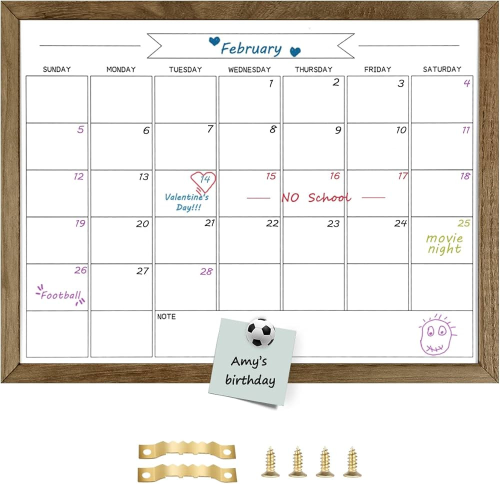 TORASO Dry Erase Monthly Calendar Board, Magnetic Surface Whiteboard for Wall, Office,School,Home... | Amazon (US)