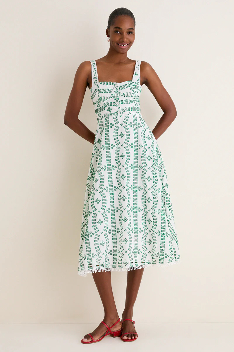 Green Multi Embroidered Detail Midi Dress | Tuckernuck (US)