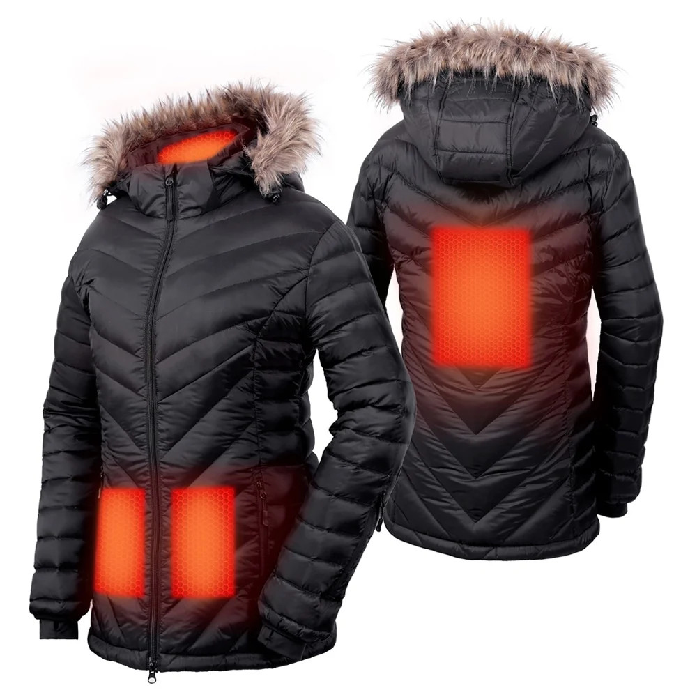 SAILWIND Women's Heated Down Jacket with Detachable Hood & Rechargeable Battery Coat | Walmart (US)