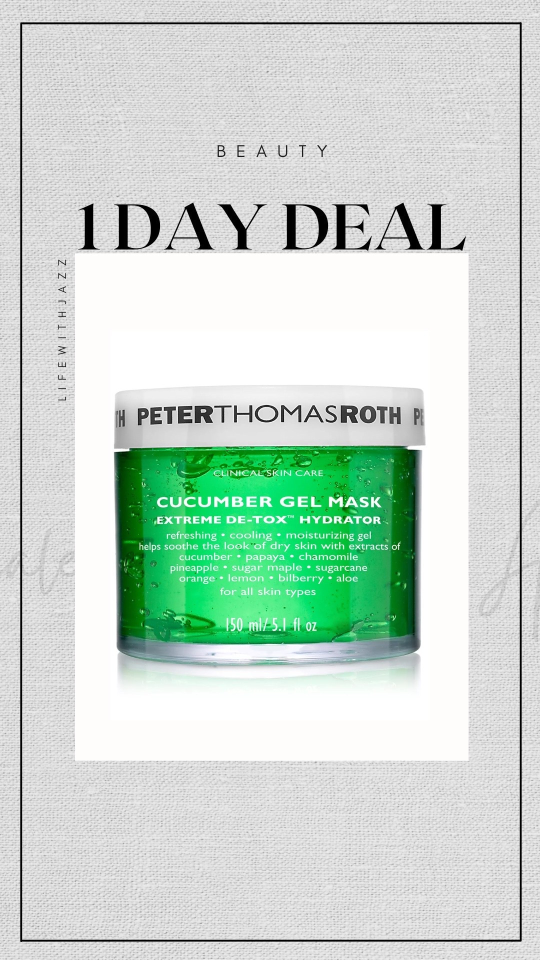 Peter Thomas Roth cucumber mask gel 50% off today only! 

#LTKSaleAlert #LTKBeauty