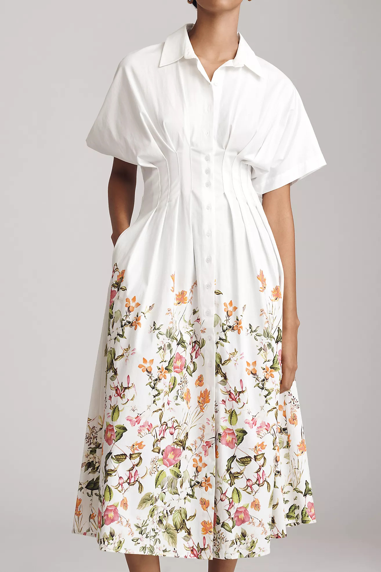 The Tobie Button-Front Pleated Shirt Dress by Exquise | Anthropologie (US)