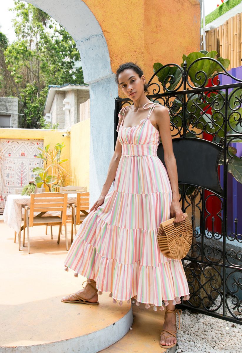 Rainbow Candies Stripes Maxi Dress | Chicwish