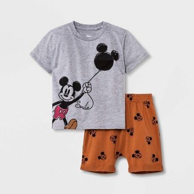 Toddler Boys' 2pc Mickey Mouse Top and Bottom Set - Gold/Gray | Target