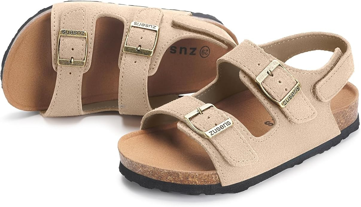 ZUSERIS Kids Toddler Sandals Boys Girls Cork Footbed Sandal Comfort Double Buckle Slip On Slipper... | Amazon (US)