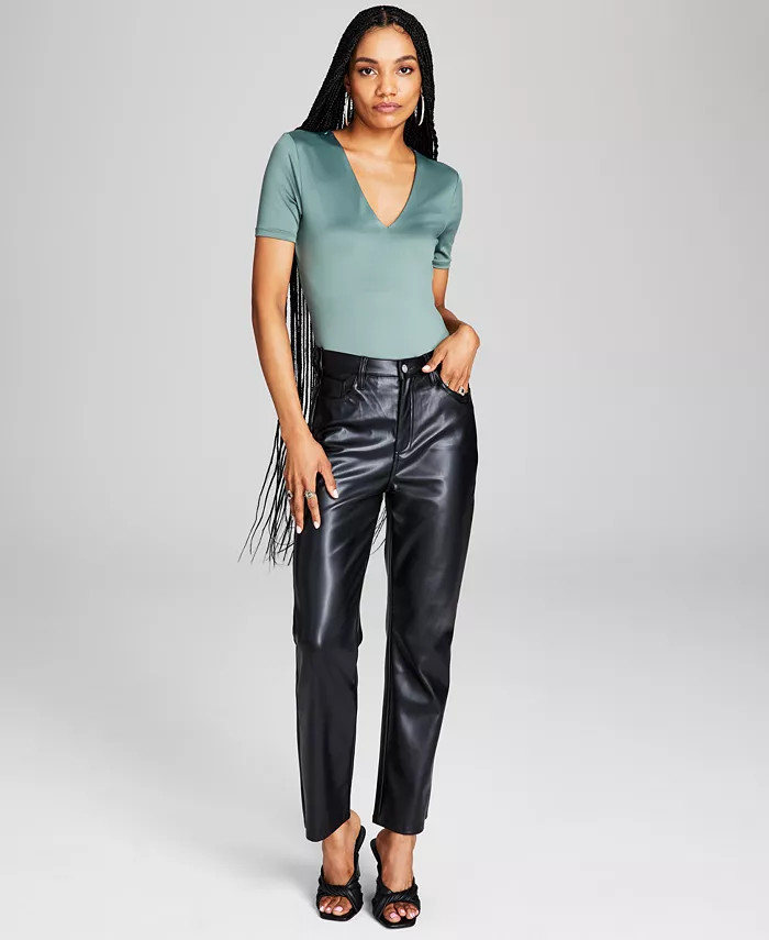 Women's High-Rise Faux-Leather Pants | Macys (US)