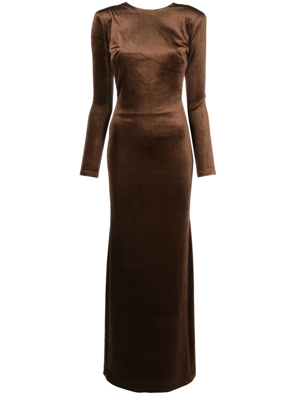 long-sleeve satin-finish gown | Farfetch Global