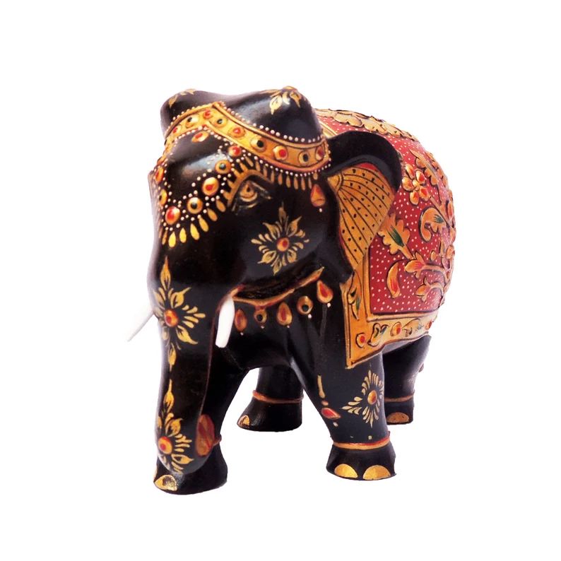 Wood Hand Painted Elephant Hand Carved Figurine Elephant Decor | Etsy | Etsy (US)