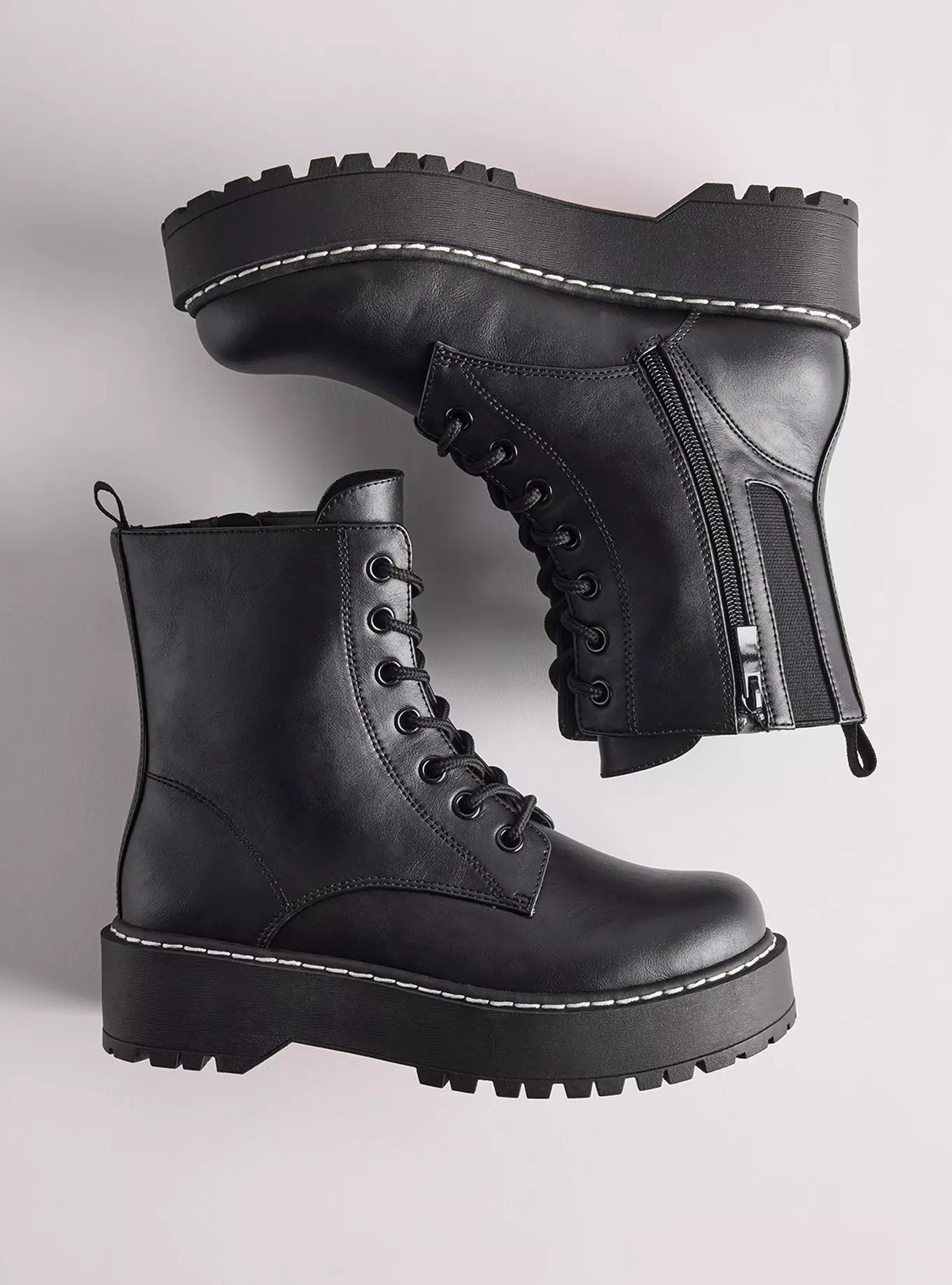 Lace-Up Combat Boot - Black (WW) | Torrid (US & Canada)