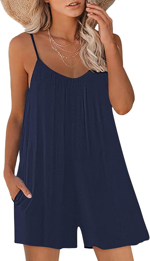DACESLON Womens Overalls Casual Wide Leg Jumpsuits Bib Summer Rompers Jumpers Sleeveless Straps W... | Amazon (US)