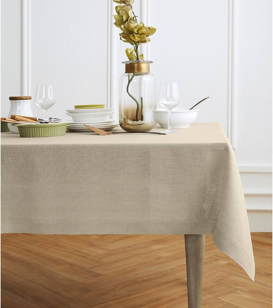 Solino Home 100% Pure Linen Tablecloth – 60 x 90 Inch Natural Tablecloth for Fall, Thanksgiving... | Amazon (US)