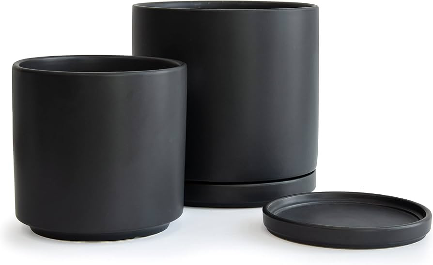 Medium Plant Pots Set, 6 Inch & 8 Inch Ceramic Planter Pot for Plants with Drainage Hole and Sauc... | Amazon (US)