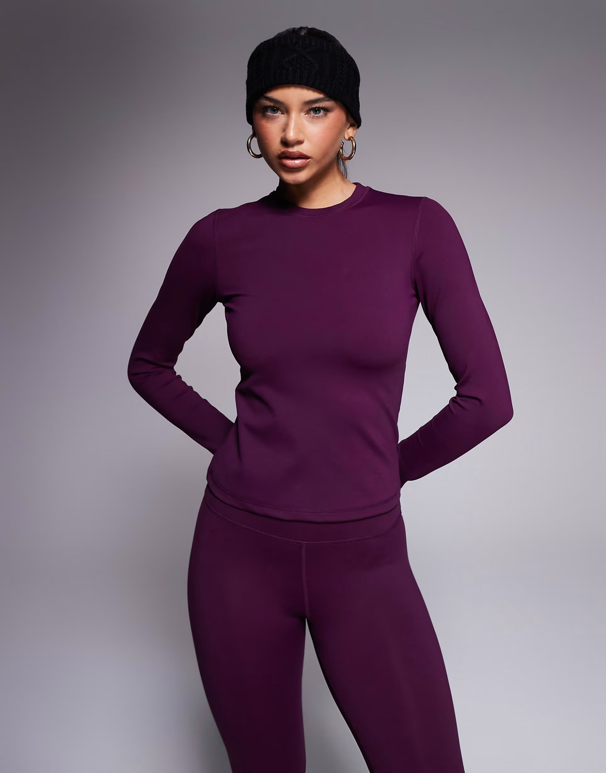ASOS 4505 Ski fleece back base layer long sleeve with thermal treatment in plum | ASOS (Global)