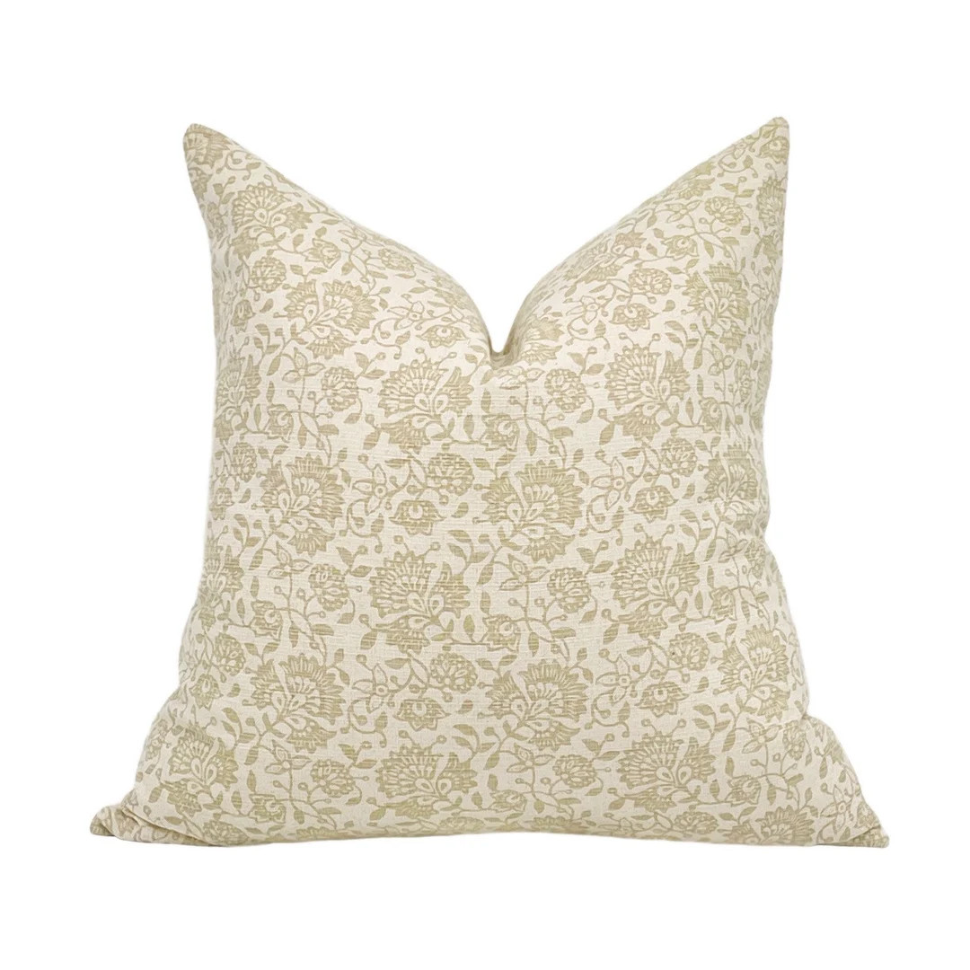 CHARLOTTE || Tan and Cream Floral Pillow, Earthy Neutral Beige Cream Ivory,  Farmhouse Vintage, C... | Etsy (US)