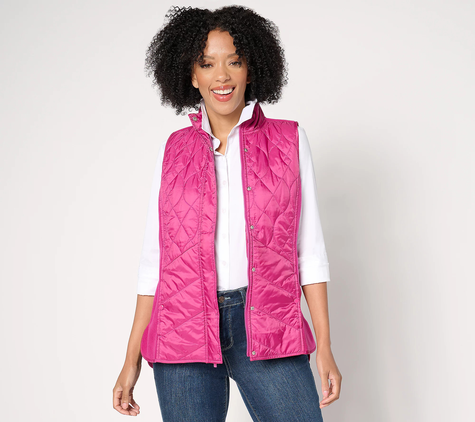 Denim & Co. Active Knit/Woven Mix Quilted Vest | QVC