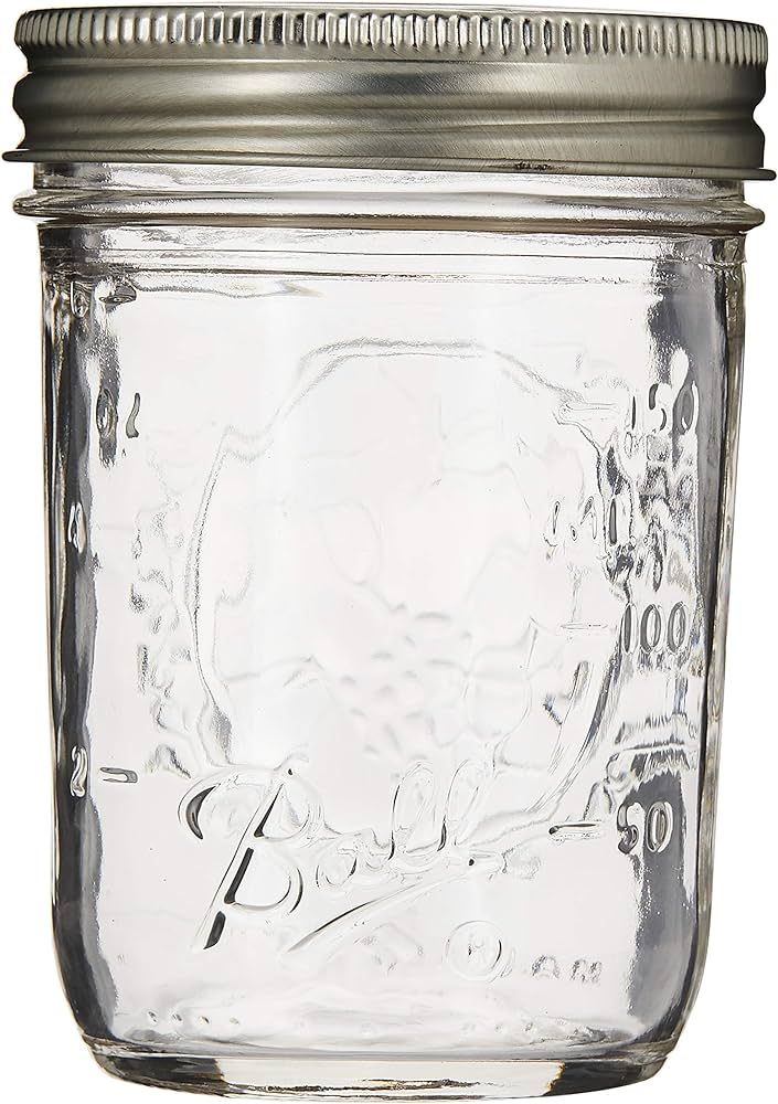 Ball Half Pint (8 oz.) Regular Mouth Glass Mason Jars w/ Cap - Set of 12 AEP | Amazon (US)