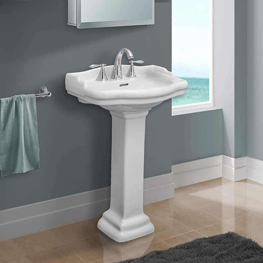 Fine Fixtures, Roosevelt White Pedestal Sink - 18 Inch Vitreous China Ceramic Material (4 Inch Fa... | Amazon (US)