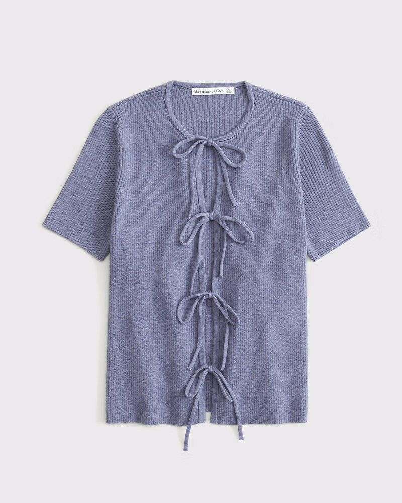 Short-Sleeve Tie-Front Cardigan | Abercrombie & Fitch (US)